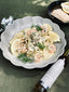 Cremet pasta med tigerrejer